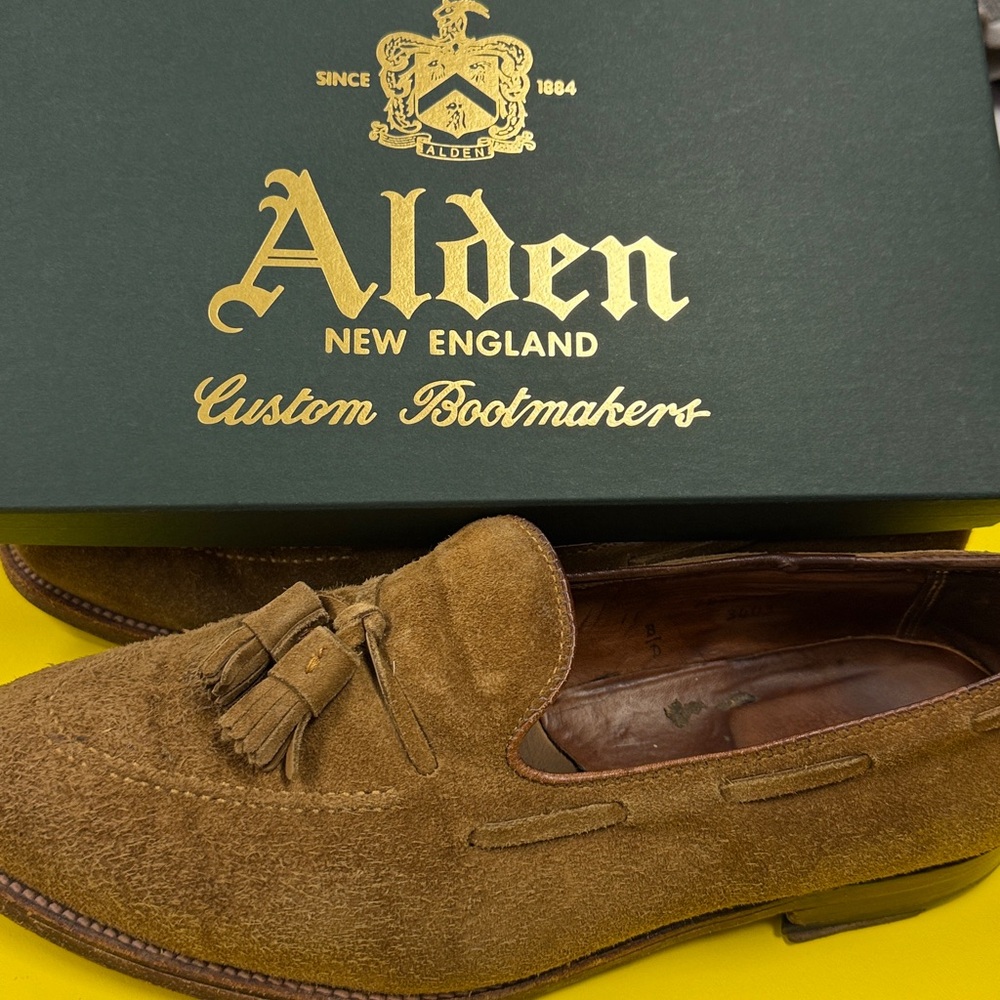 Alden Men's Tan Suede Tassel Loafers - Picture 3 of 5